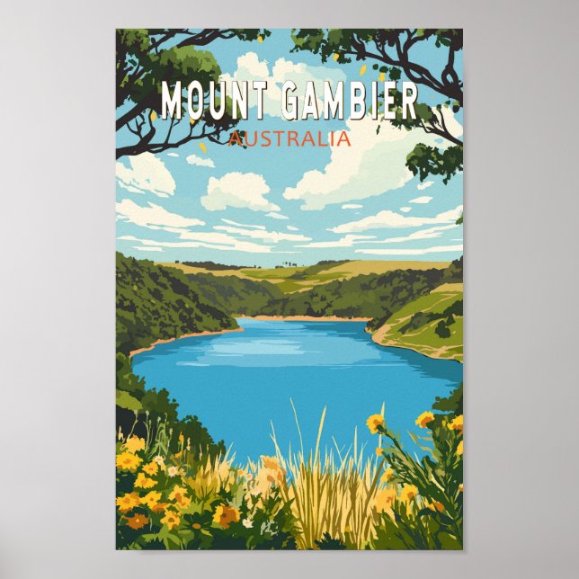 Affiche Mount Gambier Australia Travel Art Vintage (Devant)