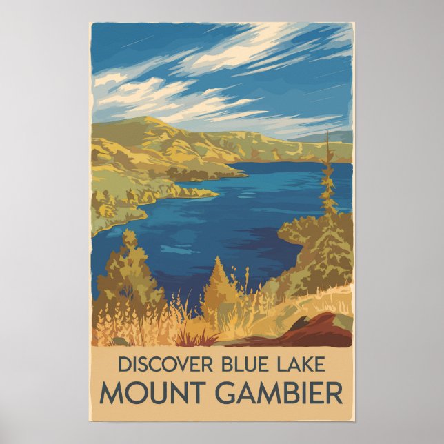 Affiche Mount Gambier Australie Illustration Art de voyage (Devant)