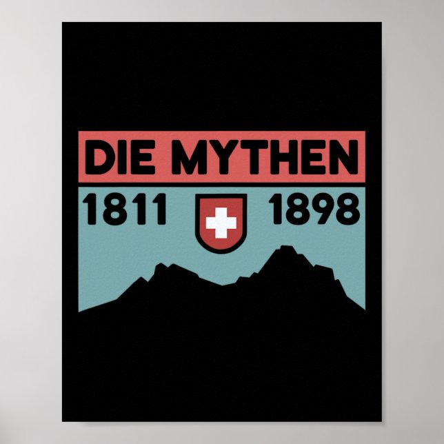 Affiche Mount Grosser Mythen Hike Mountain Biking Swiss Hi (Devant)