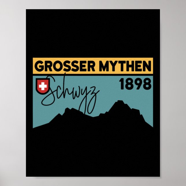 Affiche Mount Grosser Mythen Hike Mountain Biking Swiss Hi (Devant)