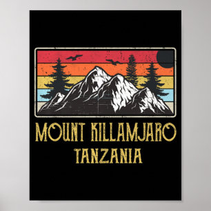 Affiche Mount Kilimanjaro Tanzania Vintage Retro Climbing