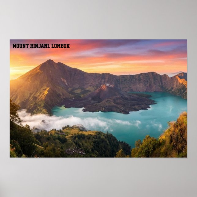 Affiche Mount Rinjani Volcano Crater Sunrise Wall Art (Devant)