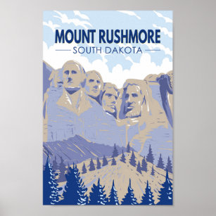 Affiche Mount Rushmore South Dakota Travel Art Vintage