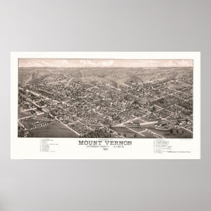 Affiche Mount Vernon, carte panoramique de l'IL - 1881
