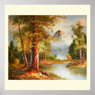 Affiche Mountain and river landscape art
