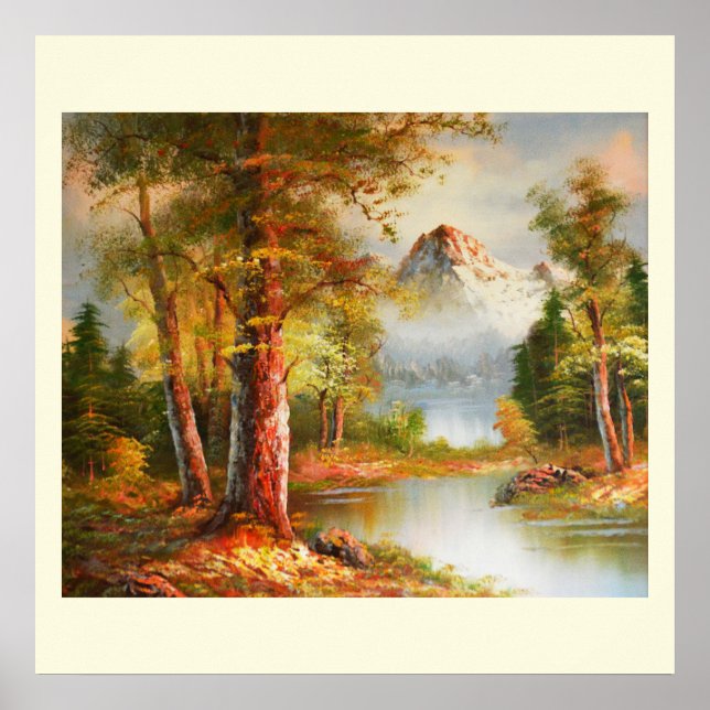 Affiche Mountain and river landscape art (Devant)