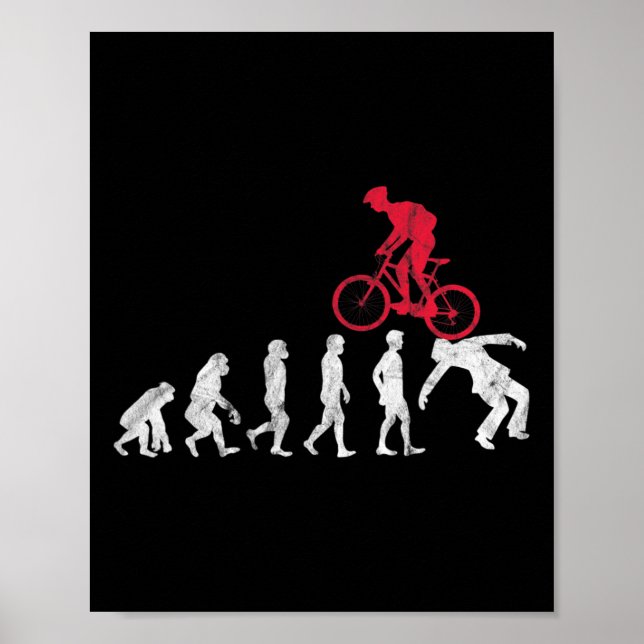 Affiche Mountain Bike Evolution Crash Funny Mtb Bicycle Ri (Devant)