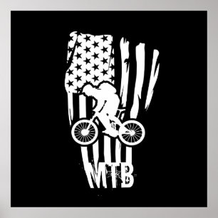Affiche mountain biking us american flag