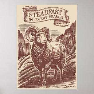 Affiche Mountain Ram Steadfast Nature Bois Design