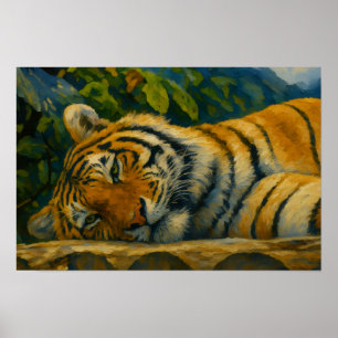 Affiche Mountain Rest - Tigre dans la nature