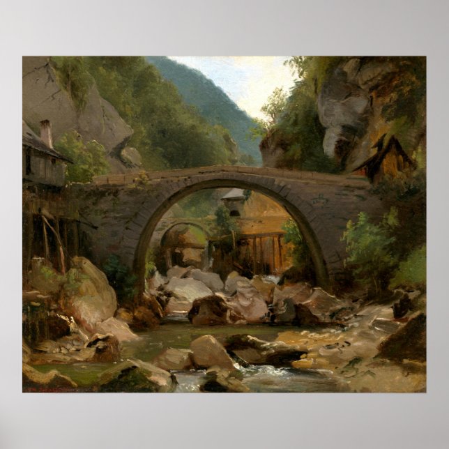 Affiche Mountain Stream - Théodore Rousseau Fine Art (Devant)