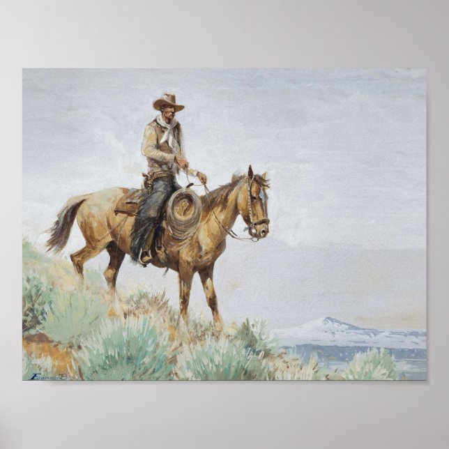 Affiche Mounted Rider Art Western par Edward Borein (Devant)