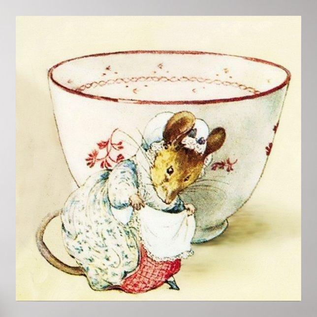 Affiche “Mouse Seamstress and Teacup” by Beatrix Potter (Devant)