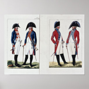 Affiche Mousquetaires et officiers, 1800