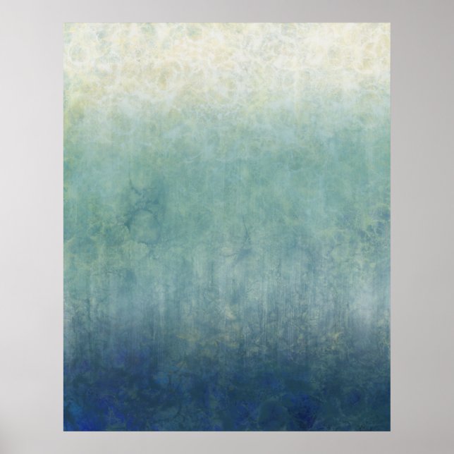 Affiche Mousse de mer - Ombre Abstrait Océan bleu doux ver (Devant)