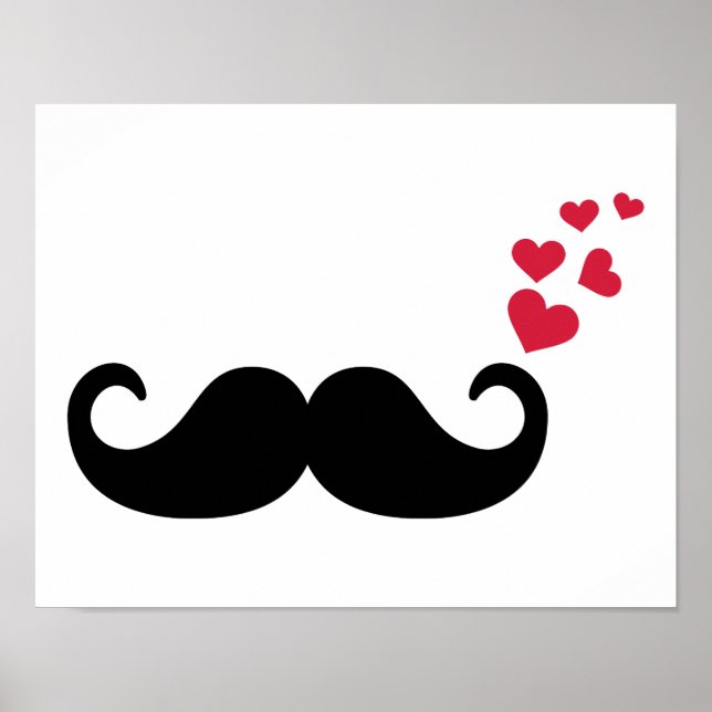 Affiche Moustache coeur rouge amour (Devant)