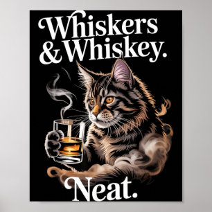 Affiche Moustaches et buveur drôle de chat soigné amateur