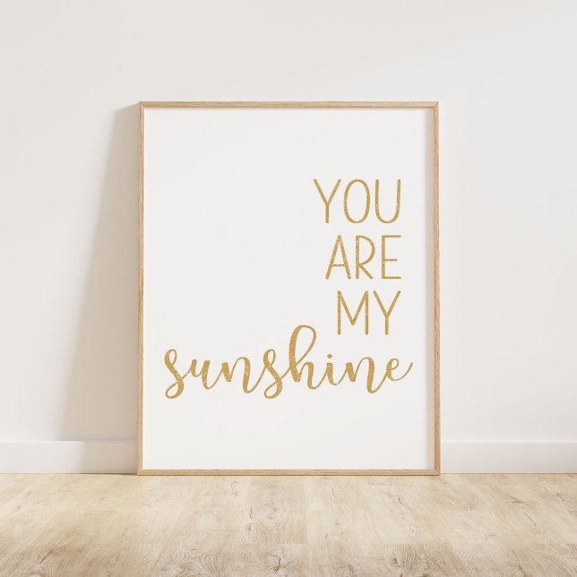 Affiche Moutarde Jaune Vous Êtes Mon Soleil (You Are My Sunshine, a minimalist typography quote in a mustard yellow distressed texture)