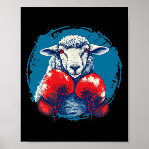 Affiche Mouton Boxeur Avec Gants De Boxe Kickboxing Drôle 