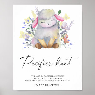 Affiche Mouton - chasse au pacificateur jeu de baby shower
