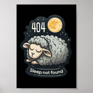Affiche Mouton de dessin animé mignon - 404 Sommeil non tr