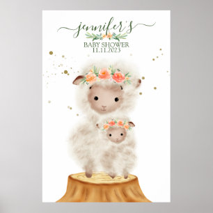 Affiche Mouton de la forêt animal bébé doux avec maman