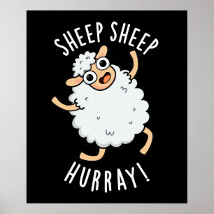 Affiche Mouton Mouton Hurray Drôle Animal Pun Dark BG