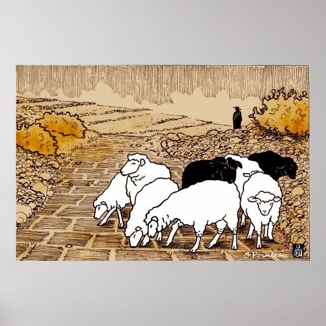 Affiche Moutons À Pâturer (Devant)