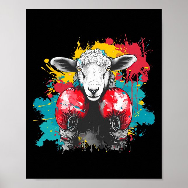 Affiche Moutons boxeurs avec gants de boxe Kickboxing Drôl (Devant)