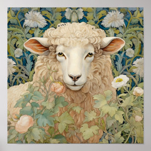 Affiche Moutons dans la peinture des prés