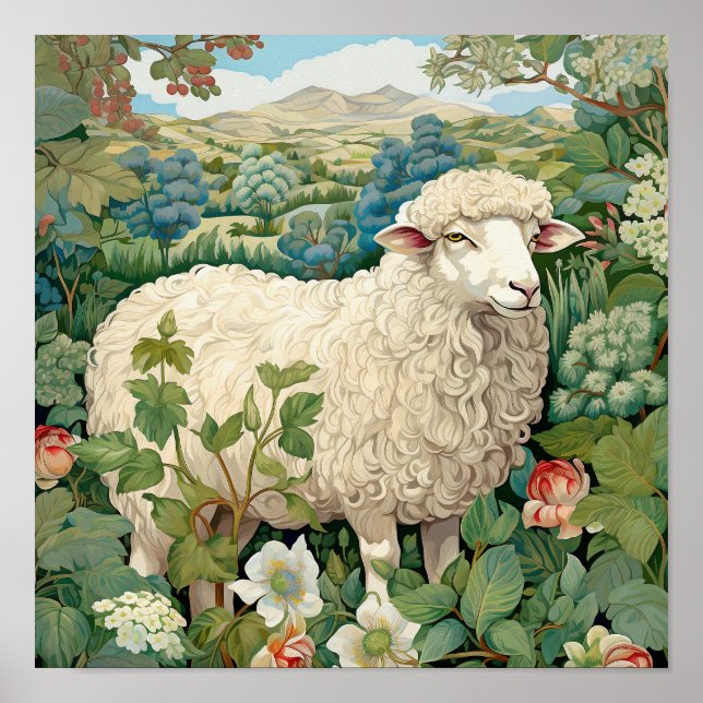 Affiche Moutons dans la peinture des prés (Devant)