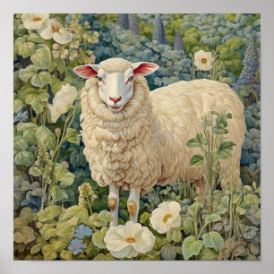 Affiche Moutons dans la peinture des prés
