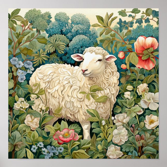 Affiche Moutons dans la peinture des prés (Devant)