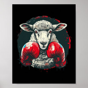 Affiche Moutons de boxe avec gants de boxe Kickboxing Drôl