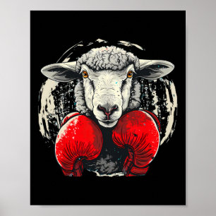 Affiche Moutons de boxe avec gants de boxe Kickboxing Drôl