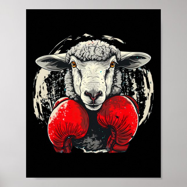 Affiche Moutons de boxe avec gants de boxe Kickboxing Drôl (Devant)