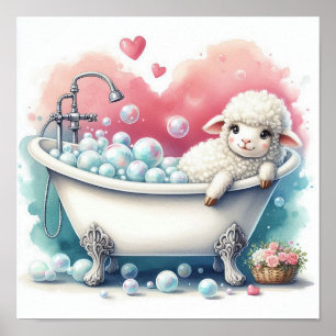 Affiche Moutons pour bain moussant