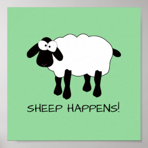 Affiche Moutons Whimsical "Sheep Happes" Imprimer