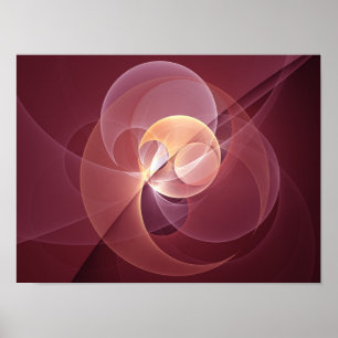 Affiche Mouvement Abstrait Moderne Art Fractal Vin Rouge R