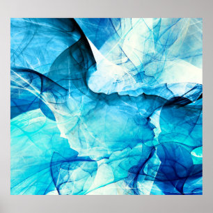 Affiche mouvement bleu Abstrait : composition fractale.