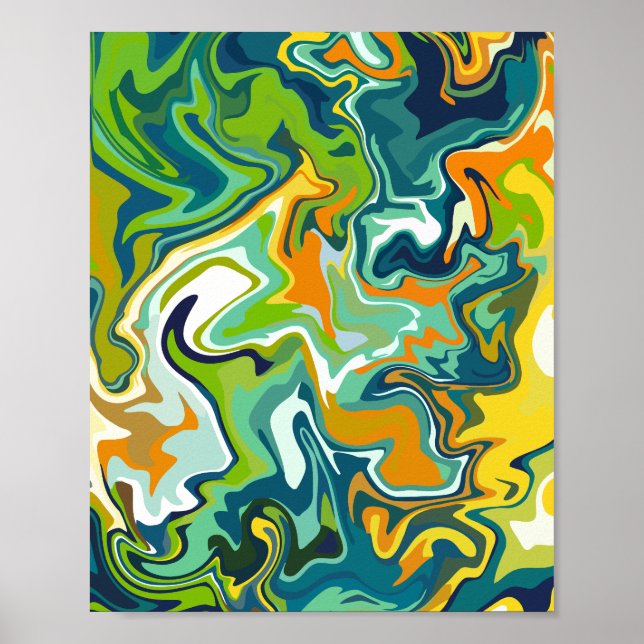 Affiche Mouvement de fluide abstrait multicolore (Devant)