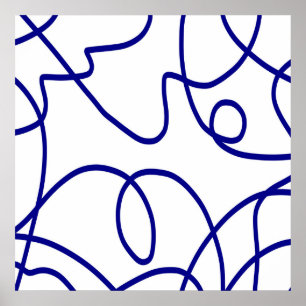 Affiche Mouvement : Line Art en bleu et blanc