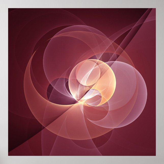 Affiche Mouvement Vin Moderne Abstrait Rouge Rose Fractal  (Devant)
