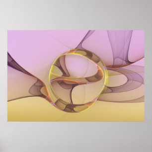 Affiche Mouvements Abstraits Art Fractal Moderne Rose Doré