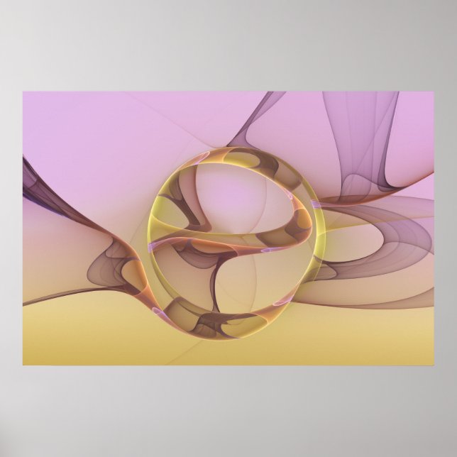 Affiche Mouvements Abstraits Art Fractal Moderne Rose Doré (Devant)