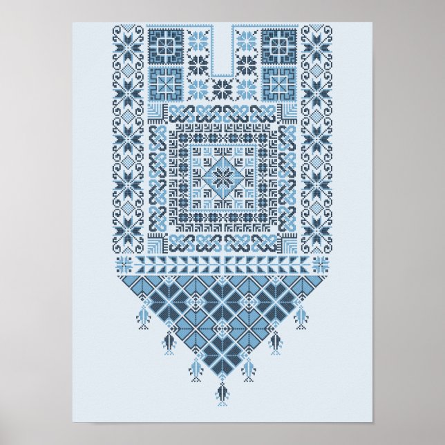 Affiche Moyen-Orient arabe moderne Cute Bleu Tatreez (Devant)