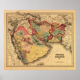 Affiche Moyen-Orient "Persia Arabia"Carte panoramique