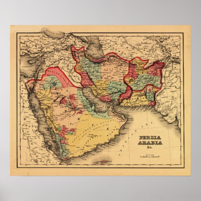 Affiche Moyen-Orient "Persia Arabia"Carte panoramique (Devant)