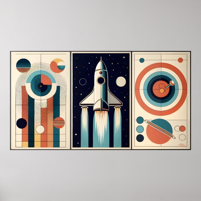 Affiche Moyen Siècle Âge de l'espace Art Galaxy Navigation (Devant)