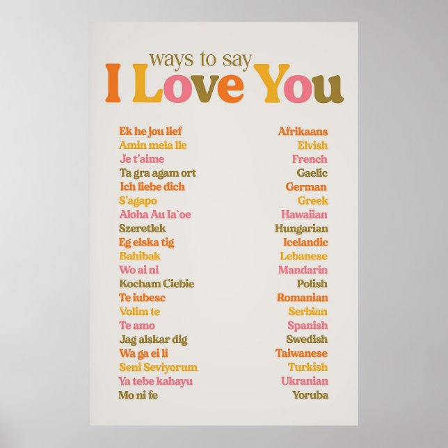 Affiche MOYENS DE DIRE I Love You (Devant)
